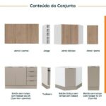 Cozinha Modulada 8 Peças Sem Tampo Com Rodapé 4 Aéreos E 4 Balcões Ipanema Cabecasa Madeiraoriginals Fendi Trama/ 0 (0) - Imagem 3