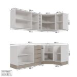 Cozinha Modulada 8 Peças Sem Tampo Com Rodapé 4 Aéreos E 4 Balcões Ipanema Cabecasa Madeiraoriginals Fendi Trama/ 0 (0) - Imagem 4