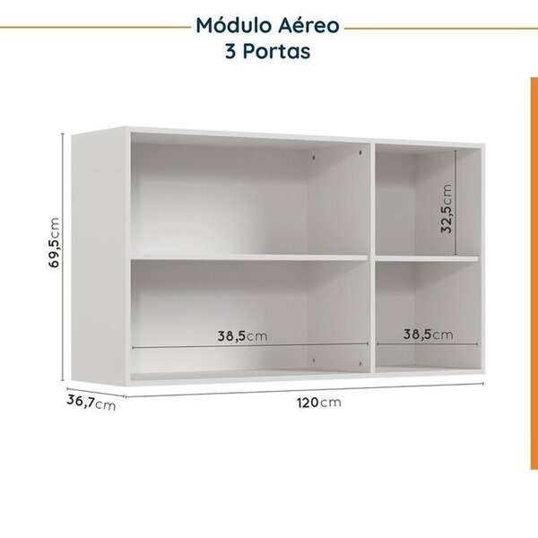 Cozinha Modulada 8 Peças Sem Tampo Com Rodapé 4 Aéreos E 4 Balcões Ipanema Cabecasa Madeiraoriginals Fendi Trama/ 0 (0) - Imagem 10