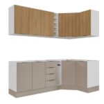 Cozinha Modulada 8 Peças Sem Tampo Com Rodapé 4 Aéreos E 4 Balcões Ipanema Cabecasa Madeiraoriginals Fendi Trama/ 0 (0) - Imagem 5