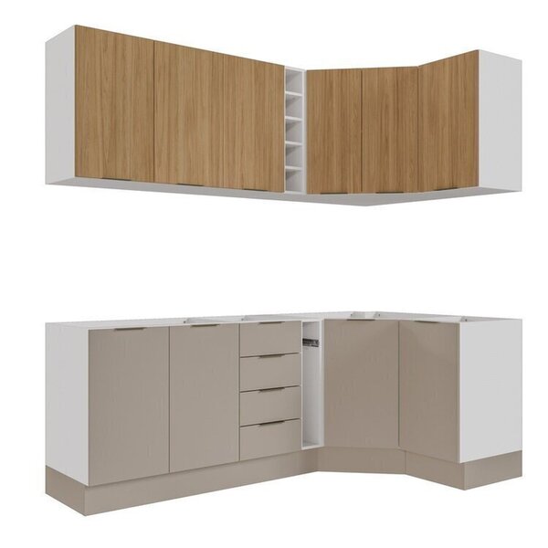 Cozinha Modulada 8 Peças Sem Tampo Com Rodapé 4 Aéreos E 4 Balcões Ipanema Cabecasa Madeiraoriginals Fendi Trama/ 0 (0) - Imagem 5