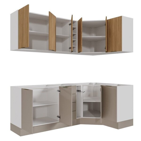 Cozinha Modulada 8 Peças Sem Tampo Com Rodapé 4 Aéreos E 4 Balcões Ipanema Cabecasa Madeiraoriginals Fendi Trama/ 0 (0) - Imagem 6