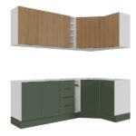 Cozinha Modulada 8 Peças Sem Tampo Com Rodapé 4 Aéreos E 4 Balcões Ipanema Cabecasa Madeiraoriginals Verde - Imagem 7
