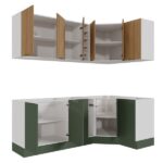 Cozinha Modulada 8 Peças Sem Tampo Com Rodapé 4 Aéreos E 4 Balcões Ipanema Cabecasa Madeiraoriginals Verde - Imagem 6