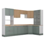 Cozinha Modulada 9 Peças Com Tampo 1 Torre 4 Aéreos 4 Balcões Arizona Cabecasa Madeiraoriginals Figueira/menta - Imagem 5