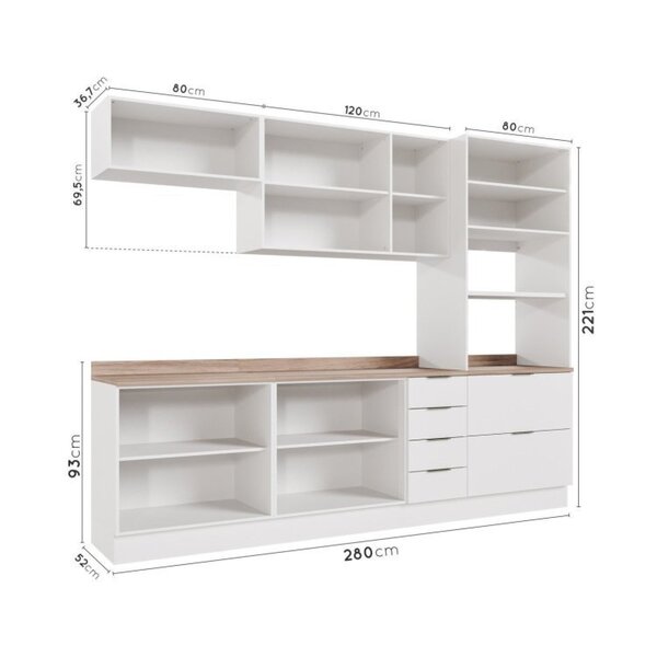 Cozinha Modulada Com Tampo 2 Aéreos 2 Balcões 1 Torre Quente Ipanema Cabecasa Madeiraoriginals - Imagem 8