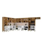 Cozinha Modulada Completa 15 Peças Vidros Reflecta Com Tampo E Painel Art Freijo/ Artico/ Soft - Imagem 7