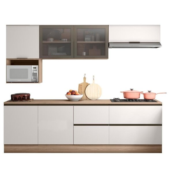 Cozinha Modulada Completa 7 Portas 4 Gavetas Com Balcão Para Cooktop Etna Carvalho Oak/off White - Imagem 7