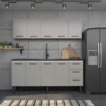 Gabinete De Cozinha Cinza Em Aço Montado 192cm 3 Gavetas Juno Cozimax - Imagem 2