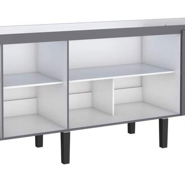 Gabinete De Cozinha Cinza Em Madeira Montado 194cm Cisne Cozimax - Imagem 3