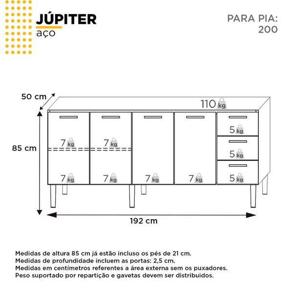 Gabinete De Cozinha Em Aço Preto 192cm Jupiter Cozimax - Imagem 3