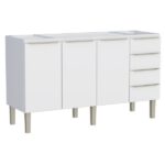 Gabinete De Cozinha Montado Em Aço Branco 153cm Flora Cozimax