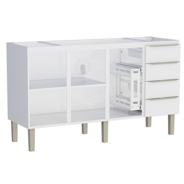 Gabinete De Cozinha Montado Em Aço Branco 153cm Flora Cozimax - Imagem 5