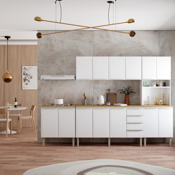 Gabinete De Cozinha Montado Em Aço Branco 153cm Flora Cozimax - Imagem 3