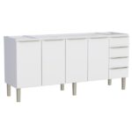 Gabinete De Cozinha Montado Em Aço Branco 192cm Flora Cozimax
