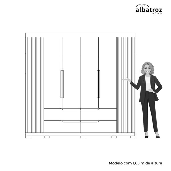 Guarda-roupa 06 Portas E 04 Gavetas Com Espelhos Doble Casal - Imagem 3