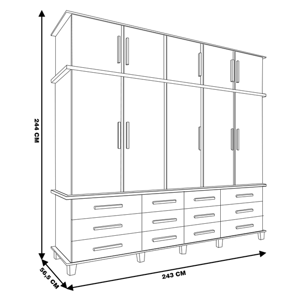 Guarda Roupa 10 Portas E 12 Gavetas Nicolau Malbec/off White G37 - Gran Belo - Imagem 3
