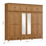 Guarda Roupa 12p 3g Espelho Madeira Maciça 261 Cm 9134 Milani Store - Imagem 2