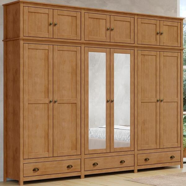 Guarda Roupa 12p 3g Espelho Madeira Maciça 261 Cm 9134 Milani Store - Imagem 4