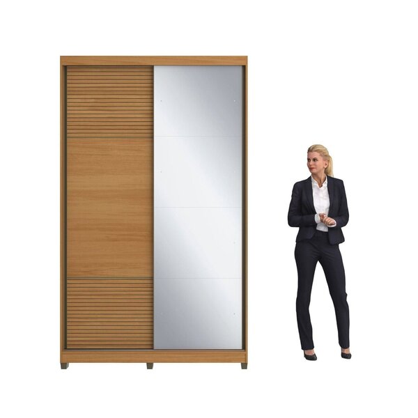 Guarda-roupa 2 Portas De Correr Com Espelho E 02 Gavetas Em 100% Mdf Picasso Nature - Imagem 4
