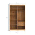 Guarda-roupa 2 Portas De Correr Com Espelho E 02 Gavetas Em 100% Mdf Picasso Nature - Imagem 6
