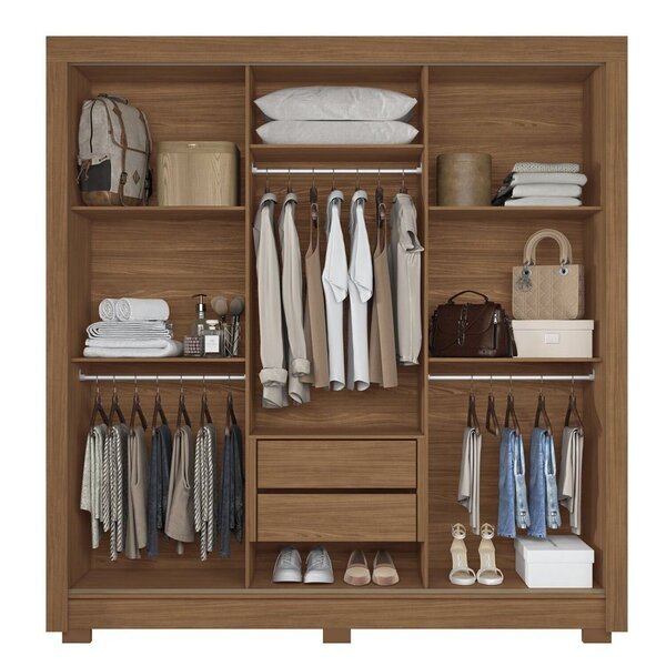 Guarda-roupa 3 Portas Correr 2 Gavetas Maringá Jatoba - Imagem 6