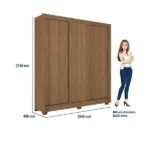 Guarda-roupa 3 Portas Correr 2 Gavetas Maringá Jatoba - Imagem 7