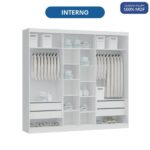 Guarda-roupa 3 Portas De Correr De Espelho 4 Gavetas 100% Mdf Imperial New Branco Line - Imagem 2