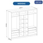 Guarda-roupa 3 Portas De Correr De Espelho 4 Gavetas 100% Mdf Imperial New Branco Line - Imagem 3