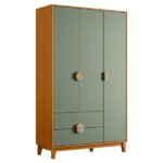 Guarda-roupa 3 Portas E 2 Gavetas Ipê Cinamomo/sálvia - Imagem 2