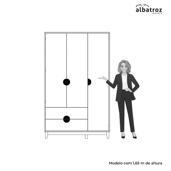 Guarda-roupa 3 Portas E 2 Gavetas Ipê Cinamomo/sálvia - Imagem 5