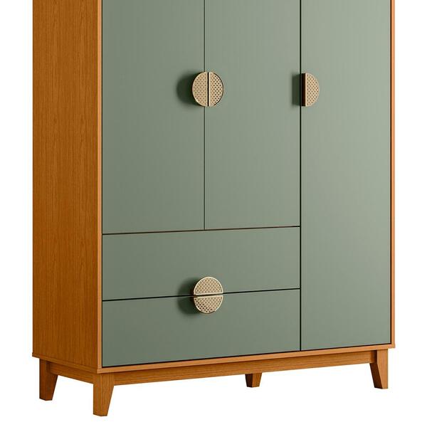 Guarda-roupa 3 Portas E 2 Gavetas Ipê Cinamomo/sálvia - Imagem 6