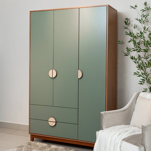 Guarda-roupa 3 Portas E 2 Gavetas Ipê Cinamomo/sálvia - Imagem 8