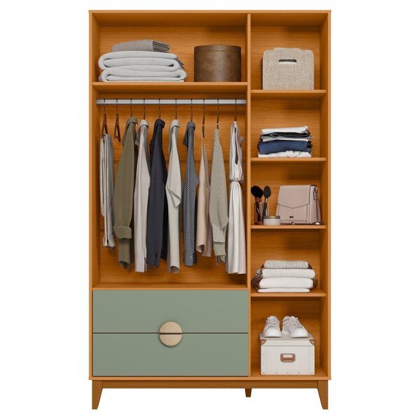 Guarda-roupa 3 Portas E 2 Gavetas Ipê Cinamomo/sálvia - Imagem 7