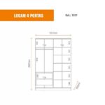 Guarda Roupa 4 Portas 2 Gavetas Logan Branco/olmo Italiano - Imagem 7