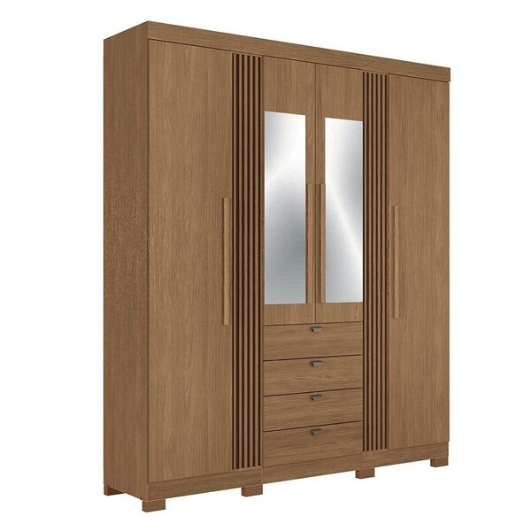 Guarda-roupa 4 Portas 4 Gavetas Com Espelho E Pés Mdp Aurora Jatoba - Imagem 6
