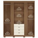 Guarda-roupa 4 Portas 4 Gavetas Com Espelho E Pés Mdp Aurora Jatobá/ Areia - Imagem 4