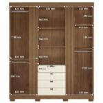 Guarda-roupa 4 Portas 4 Gavetas Com Espelho E Pés Mdp Aurora Jatobá/ Areia - Imagem 5