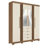Guarda-roupa 4 Portas 4 Gavetas Com Espelho E Pés Mdp Aurora Jatobá/ Areia - Imagem 6