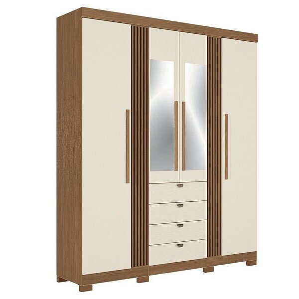 Guarda-roupa 4 Portas 4 Gavetas Com Espelho E Pés Mdp Aurora Jatobá/ Areia - Imagem 6