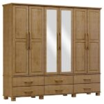 Guarda Roupa 6p 6g Espelho Madeira Maciça 248 Cm 2254 Milani Store