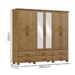 Guarda Roupa 6p 6g Espelho Madeira Maciça 248 Cm 2254 Milani Store - Imagem 4
