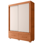 Guarda-Roupa Solteiro 2 Portas de Correr e 2 Gavetas MDP e HDF Bege 187x136,2x46,2cm Smart Caemmun - Imagem 2