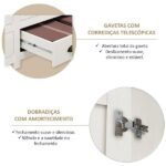 Guarda-roupa Bipartido 10 Portas 3 Gavetas Topázio 100% Madeira Maciça Branco /freijó - Imagem 5