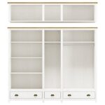 Guarda-roupa Bipartido 10 Portas 3 Gavetas Topázio 100% Madeira Maciça Branco /freijó - Imagem 3