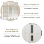 Guarda-roupa Bipartido 10 Portas 3 Gavetas Topázio 100% Madeira Maciça Branco /freijó - Imagem 9