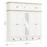 Guarda-roupa Bipartido 10 Portas 3 Gavetas Topázio 100% Madeira Maciça Branco /freijó - Imagem 10