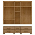 Guarda-roupa Bipartido 5 Portas 6 Gavetas Ouro Freijó Madeira Pinus - Finestra - Imagem 4