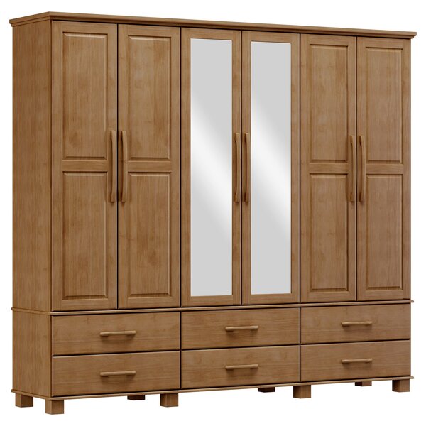 Guarda-roupa Bipartido 6 Portas 6 Gavetas 100% Madeira Maciça Linha Ouro Freijó - Imagem 7