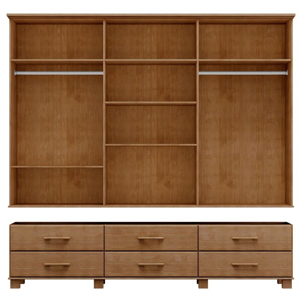 Guarda-roupa Bipartido 6 Portas 6 Gavetas 100% Madeira Maciça Linha Ouro Freijó - Imagem 5